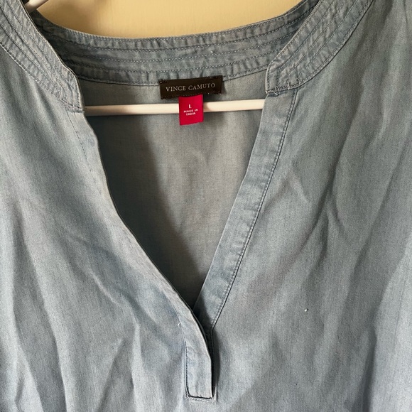 Vince Camuto Light Blue Split Neck Blouse - Picture 3 of 5